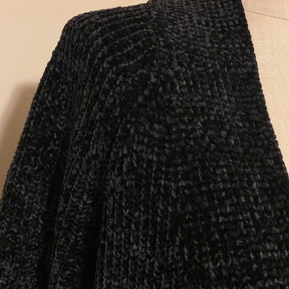 LOFT Black Chenille Open Cardigan size Medium - Picture 3 of 5